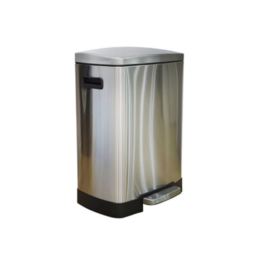 SOFT CLOSING RECTANGLE STAINLESS STEEL PEDAL BIN 50LTR