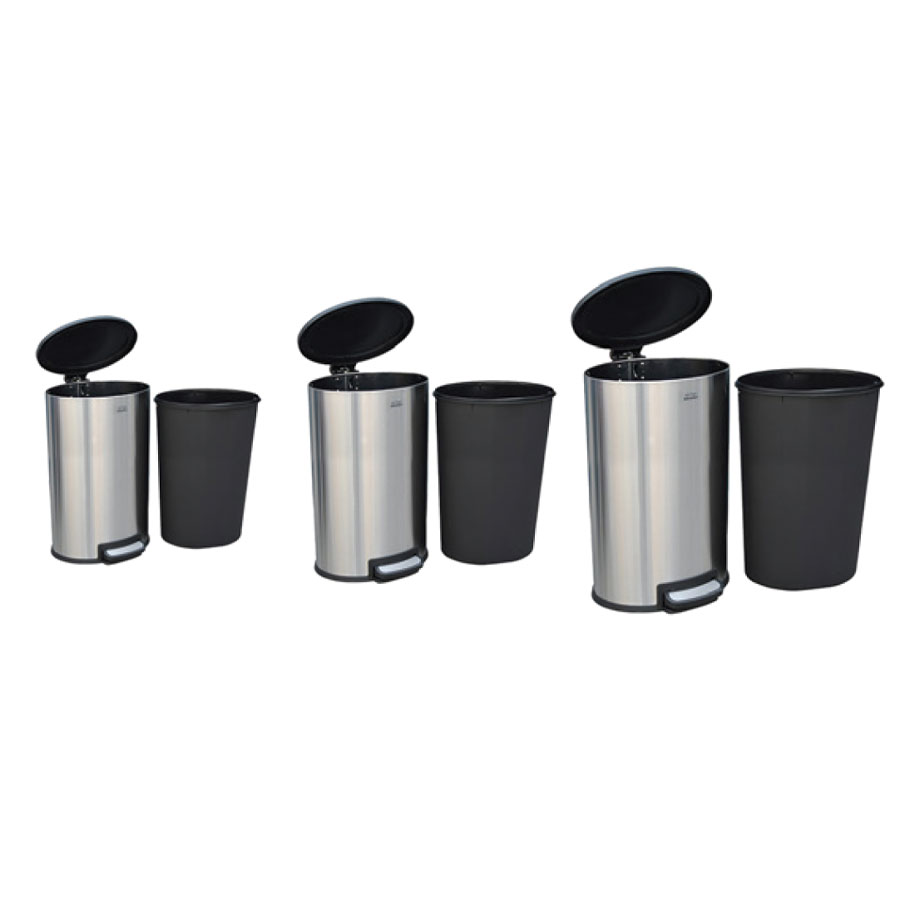 STAINLESS-STEEL-PEDAL-BINS-OVAL-SOFT-OPENING20,30,50LTR