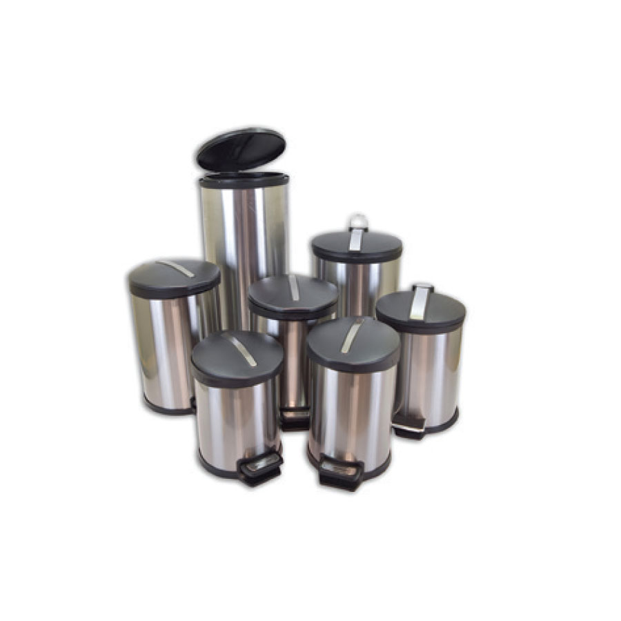 STEEL 304 PEDAL BIN BLACK TOP PROFESSIONAL
